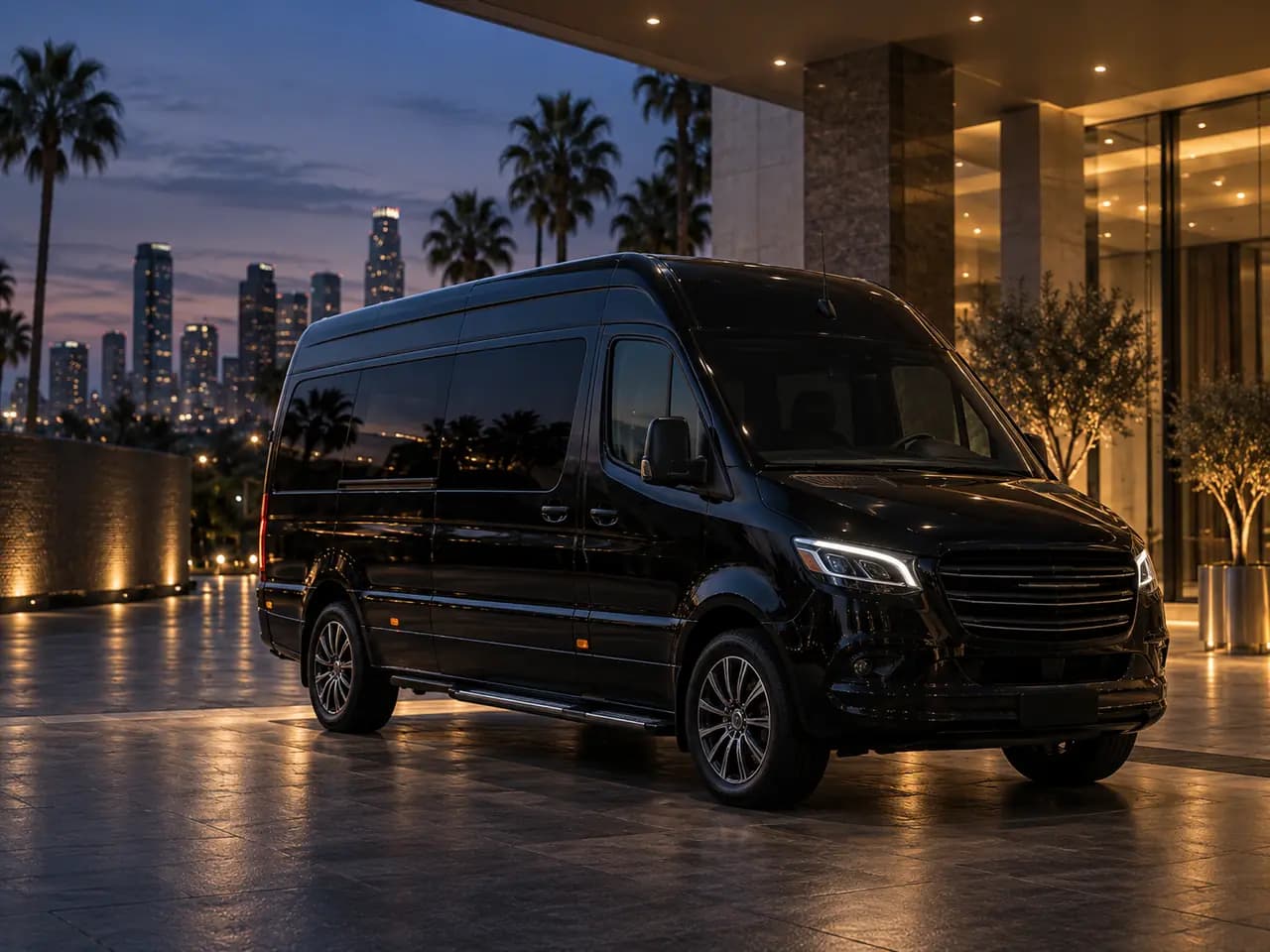 Black luxury passenger van